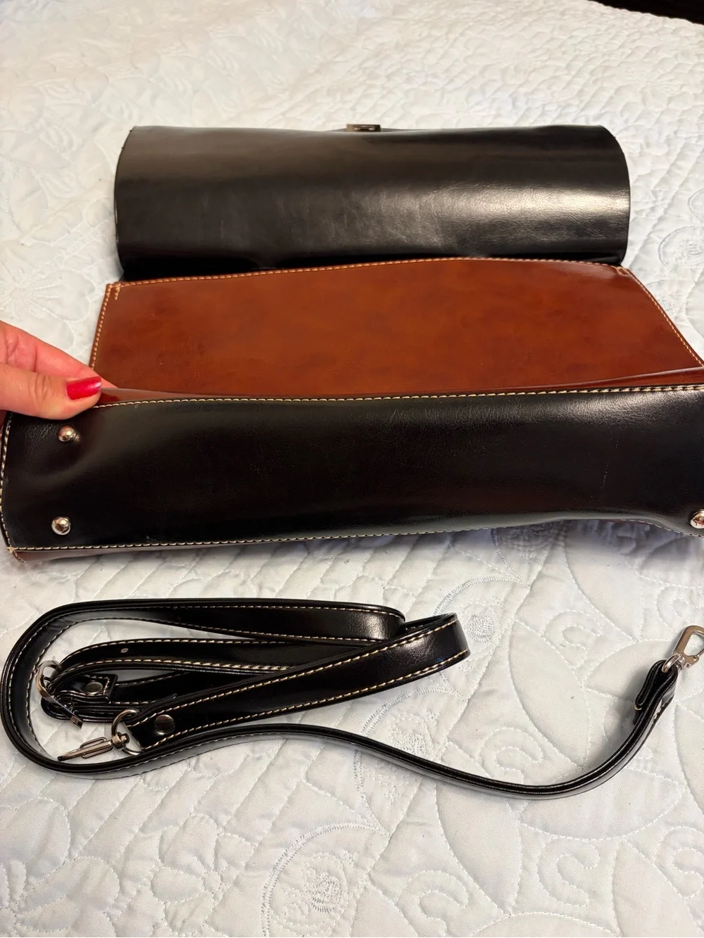 Gucci vintage Black and Brown Two-Tone Leather Top-Handle bag